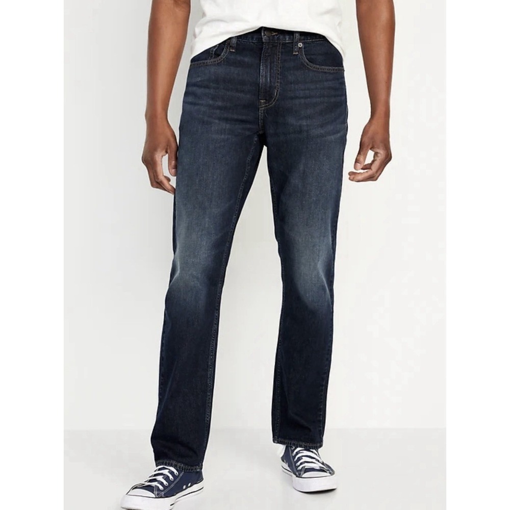 Old Navy Straight Jeans Mens 34x32 Dark Wash Built-In Flex Denim Classic Casual